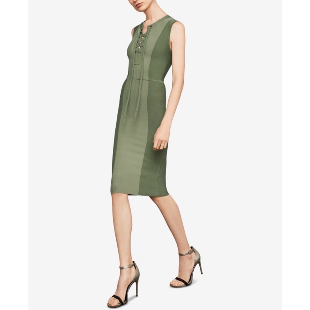 BCBGMaxAzria Earth Green Fitted Sheath Dress 💚
